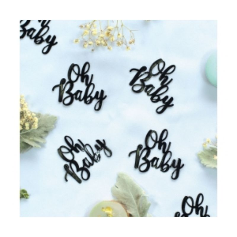 15 Pack Black Oh Baby Jumbo Foil Confetti