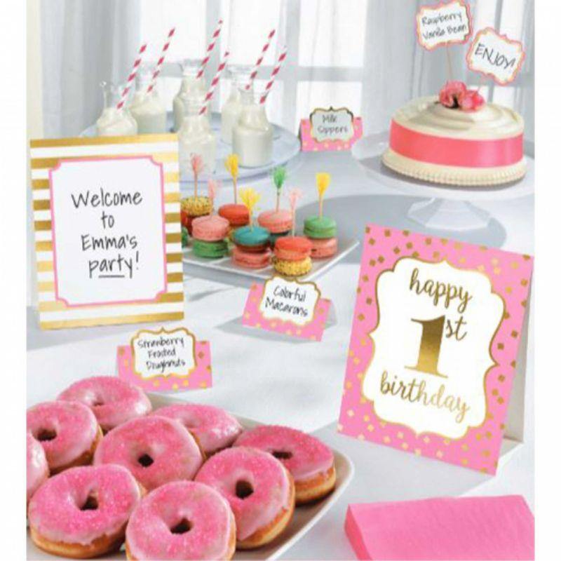 1st Birthday Pink Girl Buffet Decoration Kit