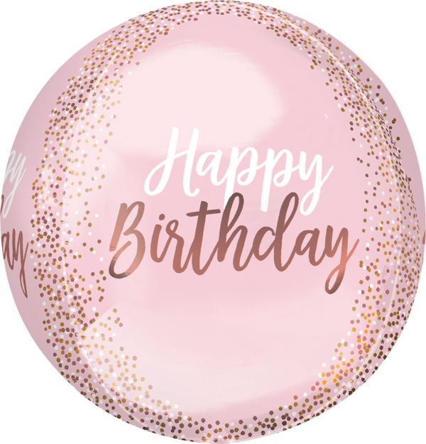 Orbz Blush Happy Birthday Foil Balloon - 38cm x 40cm