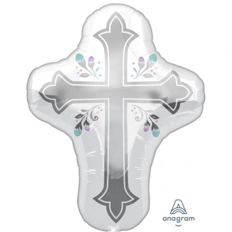 SuperShape XL Holy Day Cross Foil Balloon - 58cm x 71cm