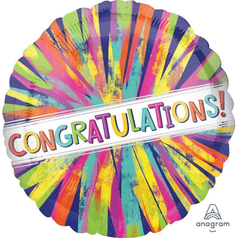 Congratulations Painterly Burst Foil Balloon - 45cm