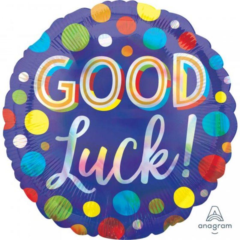 Standard Good Luck Iridescent Holographic Dots Foil Balloon - 45cm