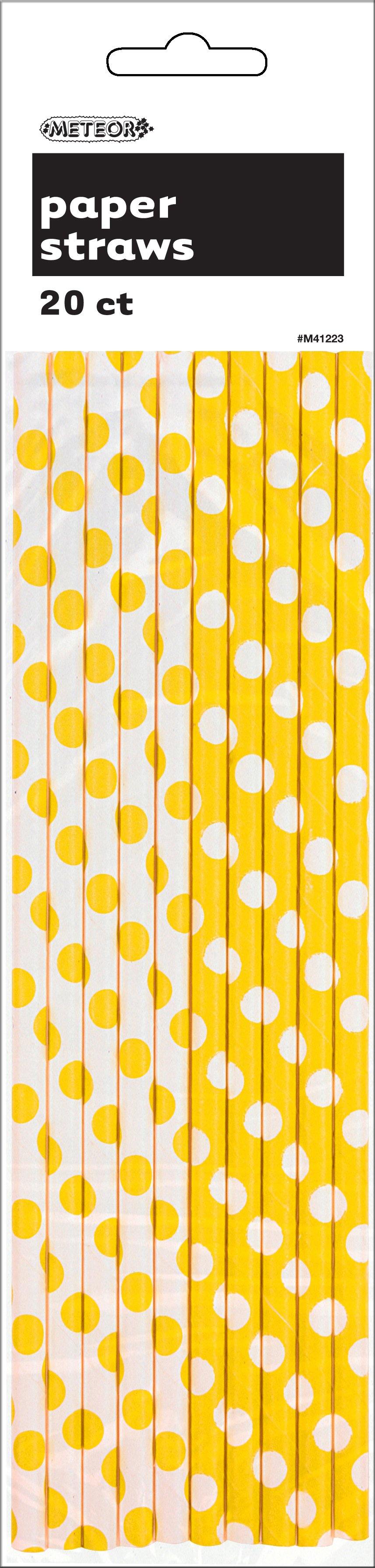 20 Pack Sunflower Yellow Dots Paper Straws