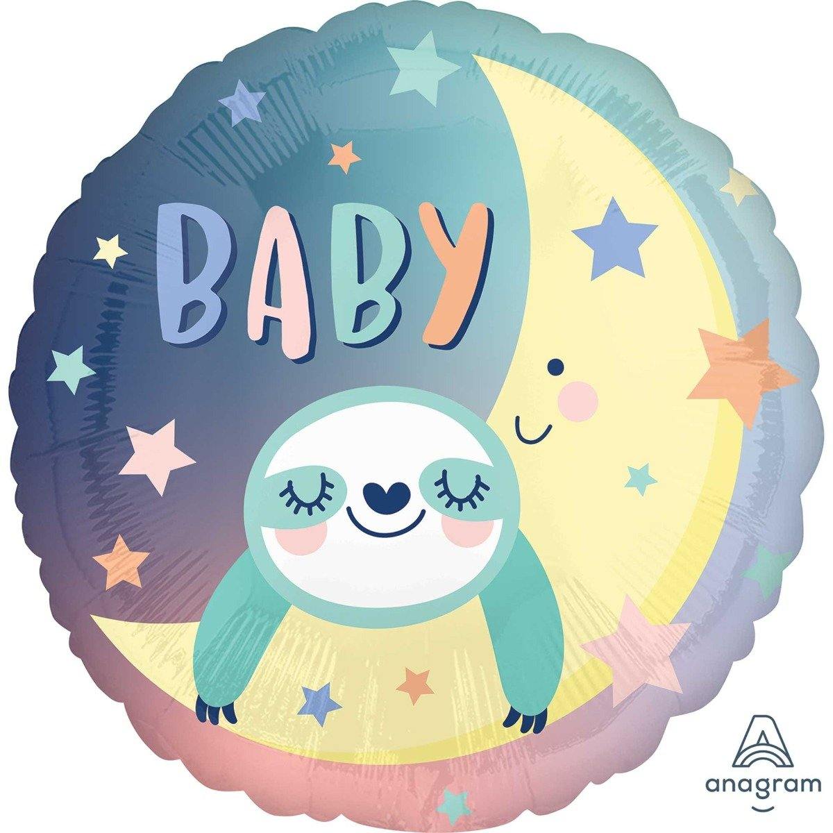 Baby Sloth Round Foil Balloon - 45cm - The Base Warehouse