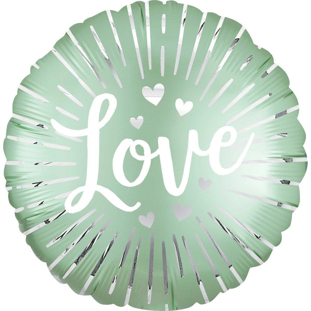 Satin Mint Love Burst Round Foil Balloon - 45cm