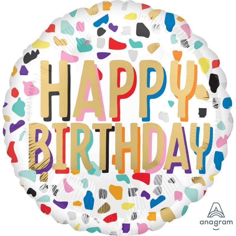 Confetti Happy Birthday Foil Balloon - 45cm - The Base Warehouse