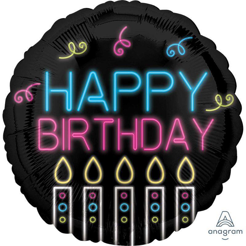 Neon Happy Birthday Foil Balloon - 45cm
