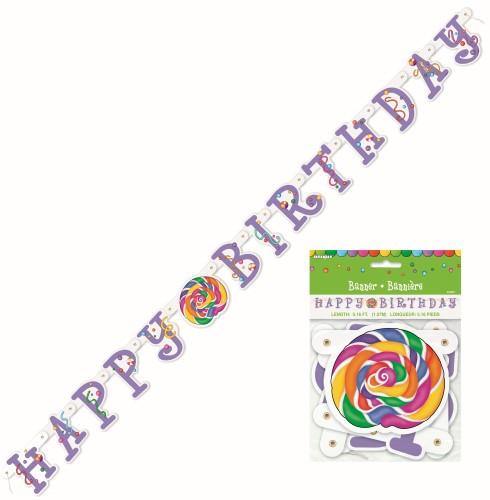 Happy Birthday Candy Party Jointed Banner - 1.57m - The Base Warehouse