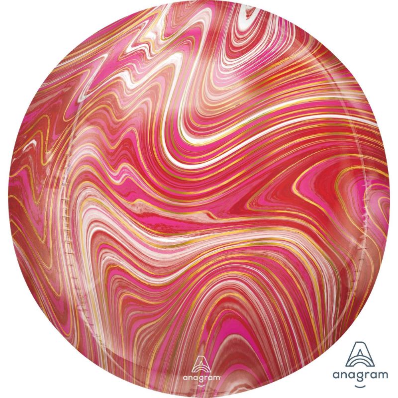 Orbz Red & Pink Marblez Foil Balloon - 38cm x 40cm