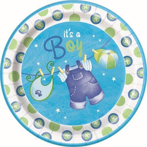 8 Pack Its a Boy Paper Plate - 22cm - The Base Warehouse