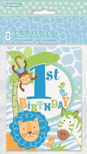 8 Pack Blue Safari Invitations - The Base Warehouse