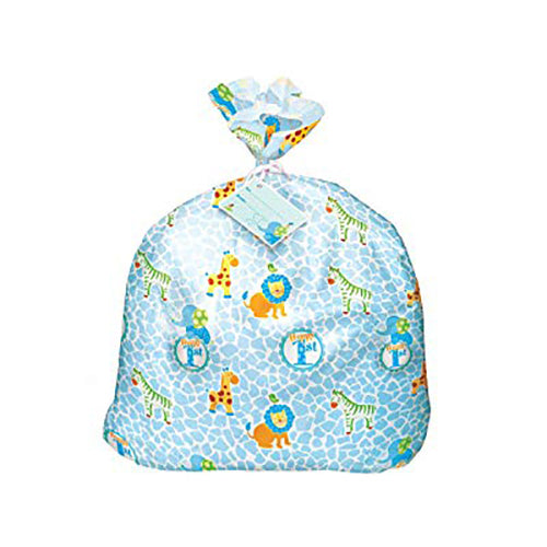 Jumbo Blue Safari 1st Birthday Cello Gift Bag