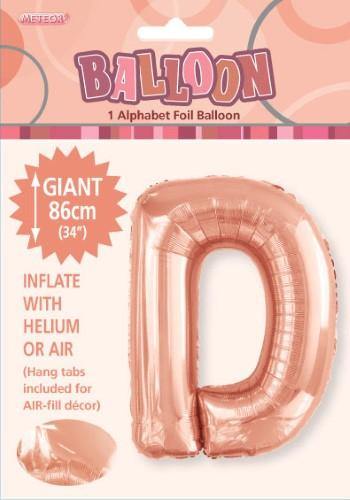 Rose Gold Letter D Foil Balloon - 86cm