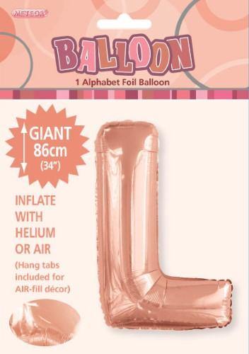 Rose Gold Letter L Foil Balloon - 86cm - The Base Warehouse