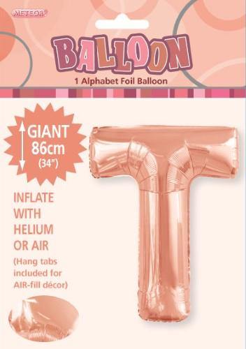 Rose Gold Letter T Foil Balloon - 86cm