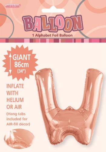 Rose Gold Letter W Foil Balloon - 86cm - The Base Warehouse