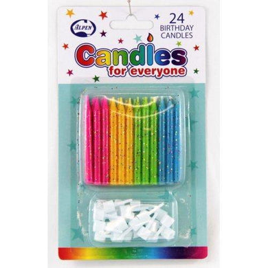 24 Pack Glitter Candles with Holders - The Base Warehouse