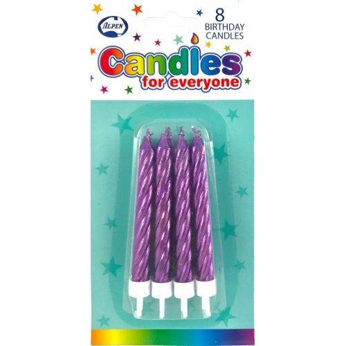 8 Pack Metallic Purple Jumbo Candles with Holders - The Base Warehouse