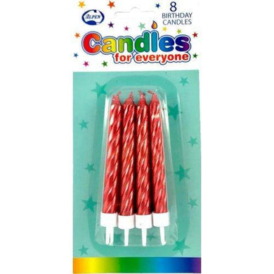 8 Pack Metallic Red Jumbo Candles with Holders - The Base Warehouse