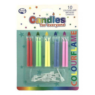 10 Pack Colourflame Candles - The Base Warehouse