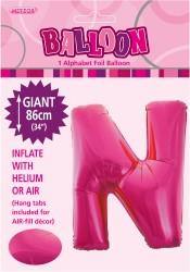 Hot Pink Letter N Foil Balloon - 86cm - The Base Warehouse
