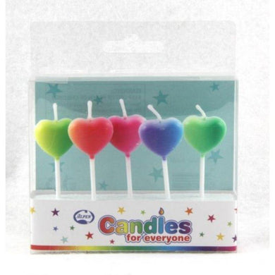 5 Pack Mixed Hearts Candles - The Base Warehouse