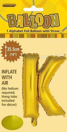 Gold Letter K Foil Balloon - 35cm - The Base Warehouse