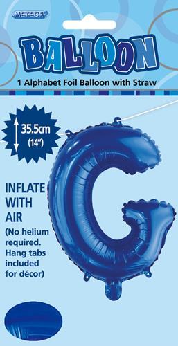 Royal Blue Letter G Foil Balloon - 35cm