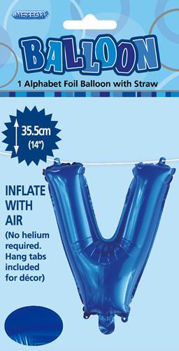 Royal Blue Letter V Foil Balloon - 35cm