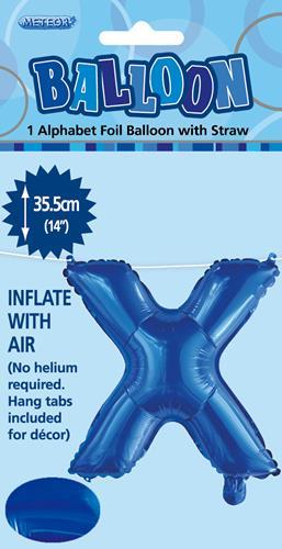 Royal Blue Letter X Foil Balloon - 35cm