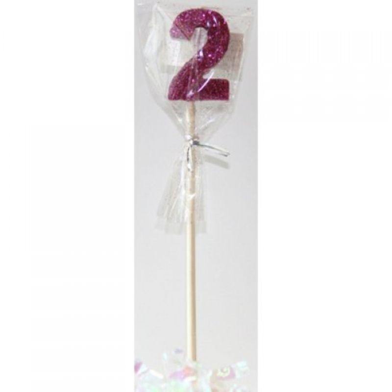 Pink Glitter Long Stick #2 Candle - The Base Warehouse