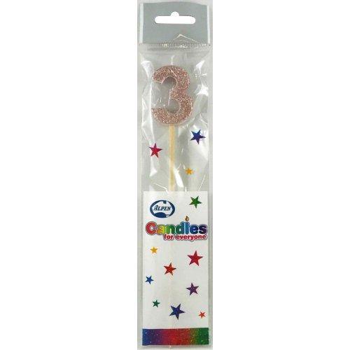 Rose Gold Glitter Long Stick Candle - #3 - The Base Warehouse