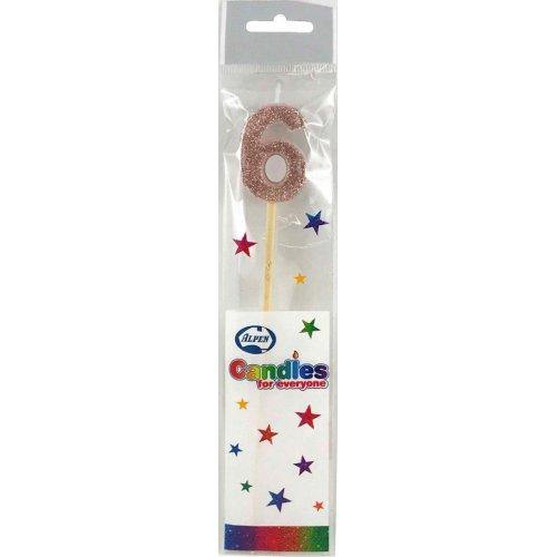 Rose Gold Glitter Long Stick Candle - #6 - The Base Warehouse