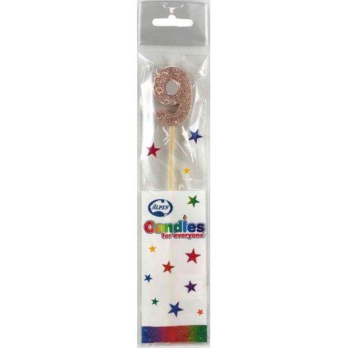 Rose Gold Glitter Long Stick Candle - #9 - The Base Warehouse