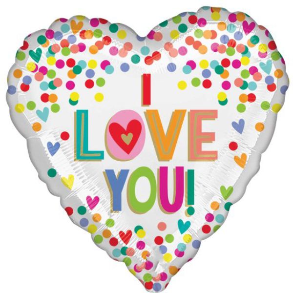 I Love You Rainbow Dots Foil Balloon - 45cm