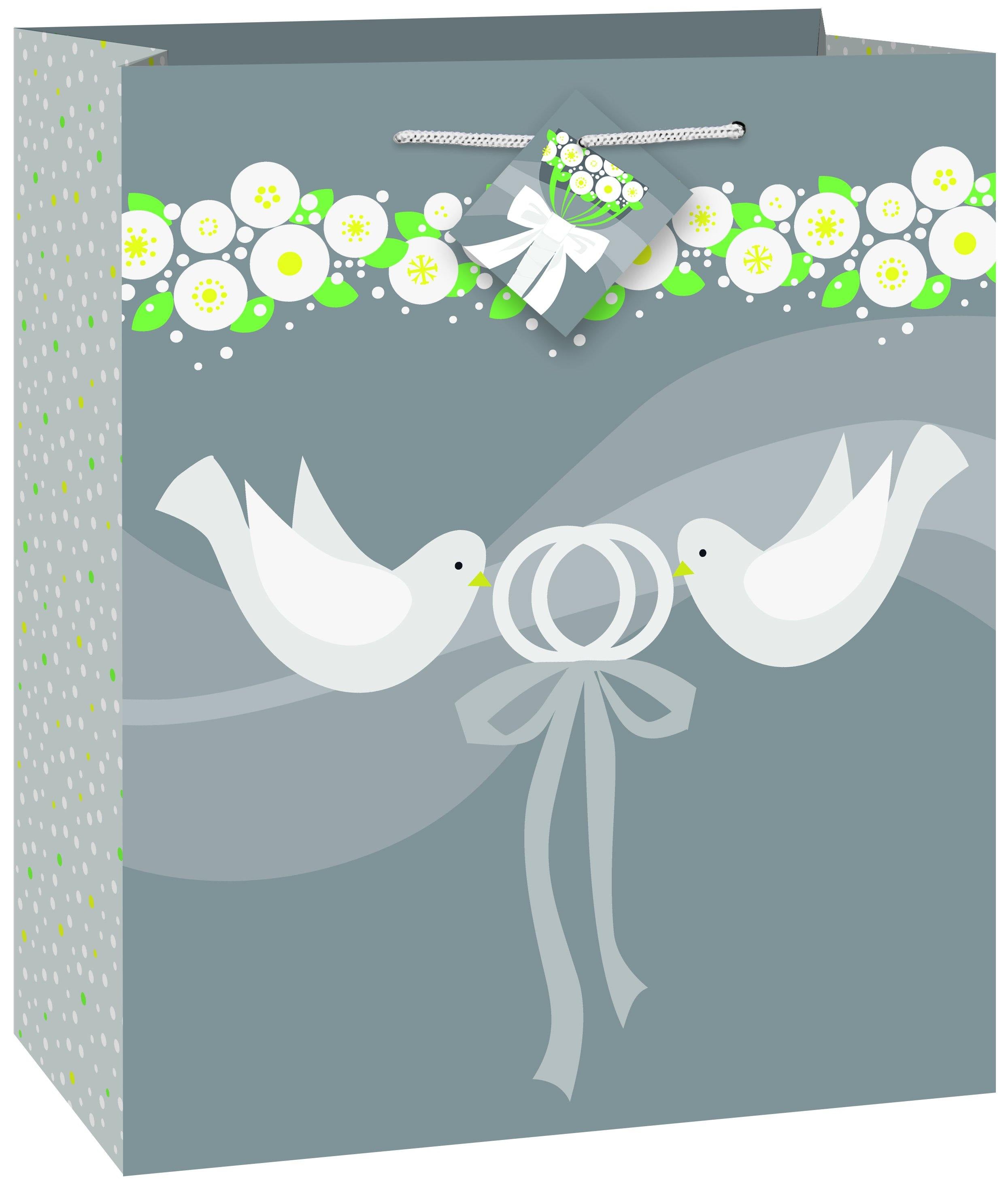 Silver Wedding Gift Bag - 23cm H x 18cm W - The Base Warehouse