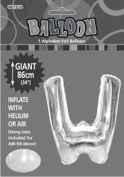 Silver Letter W Foil Balloon - 86cm - The Base Warehouse