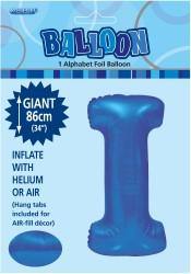 Royal Blue Letter I Foil Balloon - 86cm - The Base Warehouse