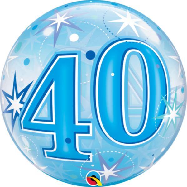 40 Blue Starburst Sparkle Bubble Balloon - 56cm - The Base Warehouse