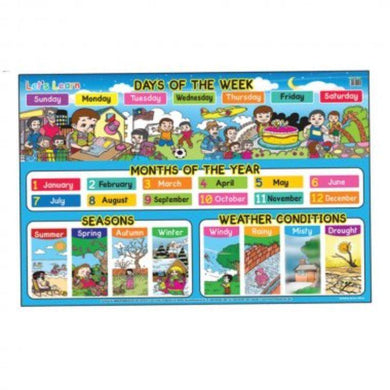 Educational Chart - Lets Learn Days of The Week - 76cm x 50.5cm - The Base Warehouse