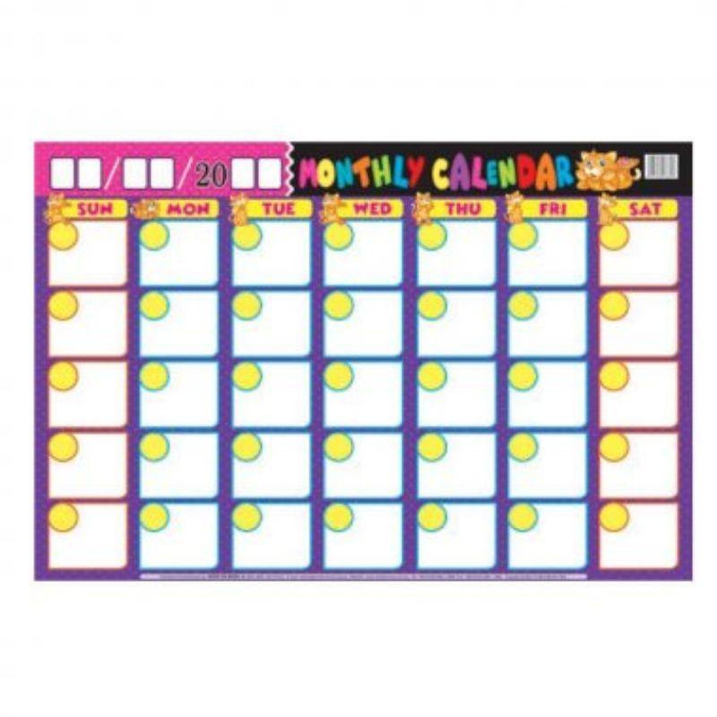 Educational Chart Monthly Calendar - 760mm x 505mm - The Base Warehouse