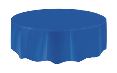 Royal Blue Plastic Round Tablecover - 213cm - The Base Warehouse