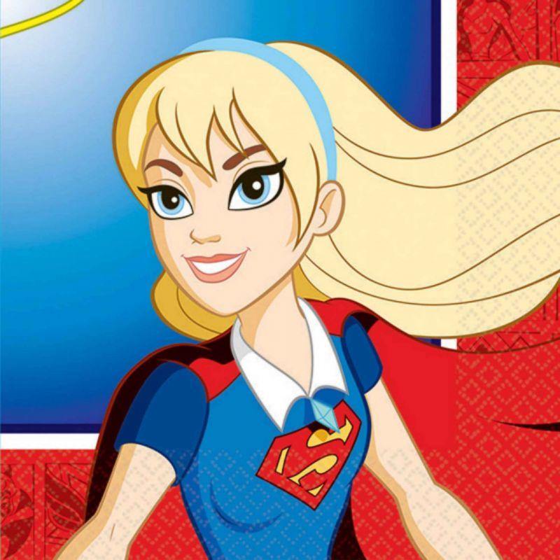 16 Pack DC Superhero Girls Beverage Napkins - 25cm - The Base Warehouse