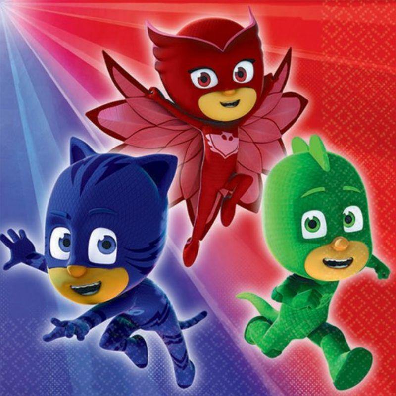 16 Pack PJ Masks Beverage Napkins - 25cm - The Base Warehouse