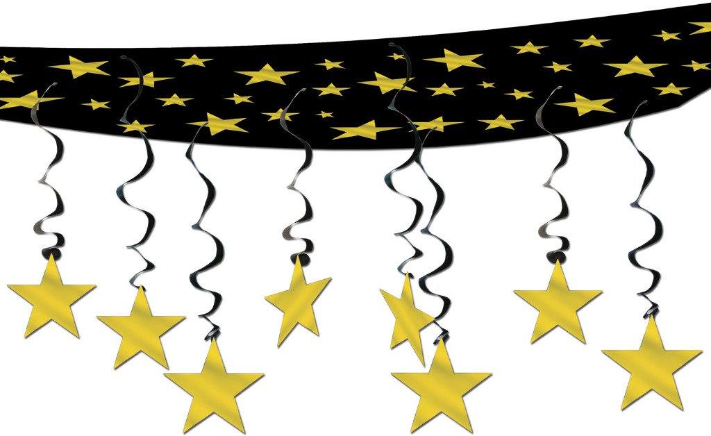 Black with Gold Star Ceilling Deco - 30cm - The Base Warehouse