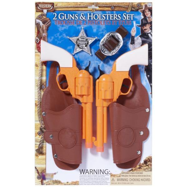 Double Holster And Gun Set With Badge