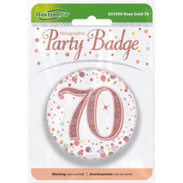 Rose Gold Sparkling Fizz 70 Badge - 7.5cm