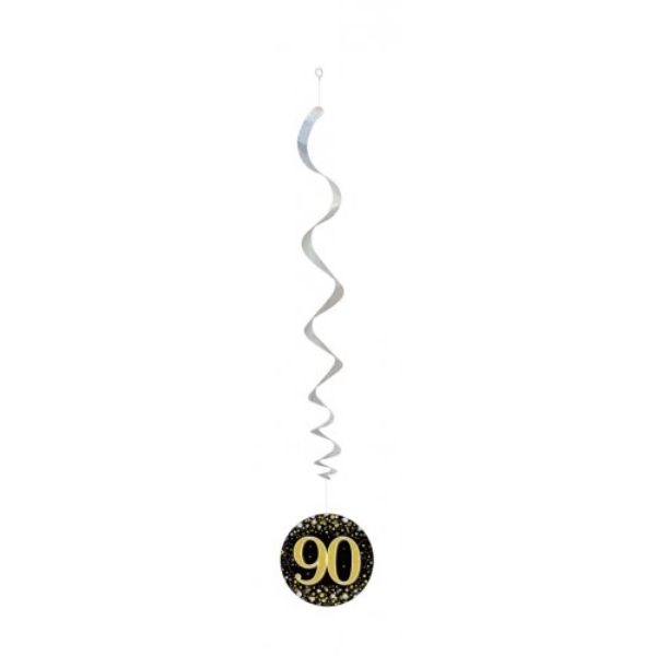 6 Pack Black Gold 90 Sparkling Fizz Hanging Swirls