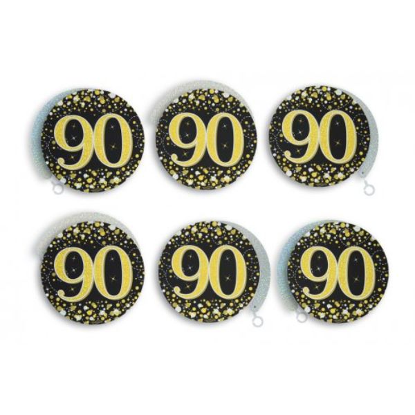 6 Pack Black Gold 90 Sparkling Fizz Hanging Swirls