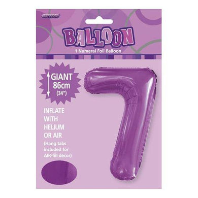 Purple Number 7 Foil Balloon - 86cm - The Base Warehouse